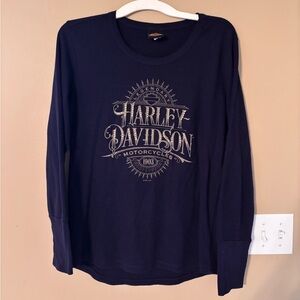 Harley-Davidson Navy Long Sleeve Thermal Shirt Women’s L